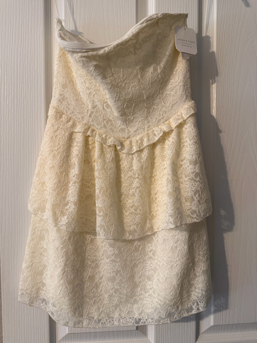 A New Day Cream Lace Tiered dress cream. Altered state.